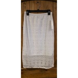 NWT Nicole Miller New York Pencil Skirt Womens S White Geometric Knee Length